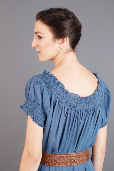 espalda vestido medieval para mujer color azul